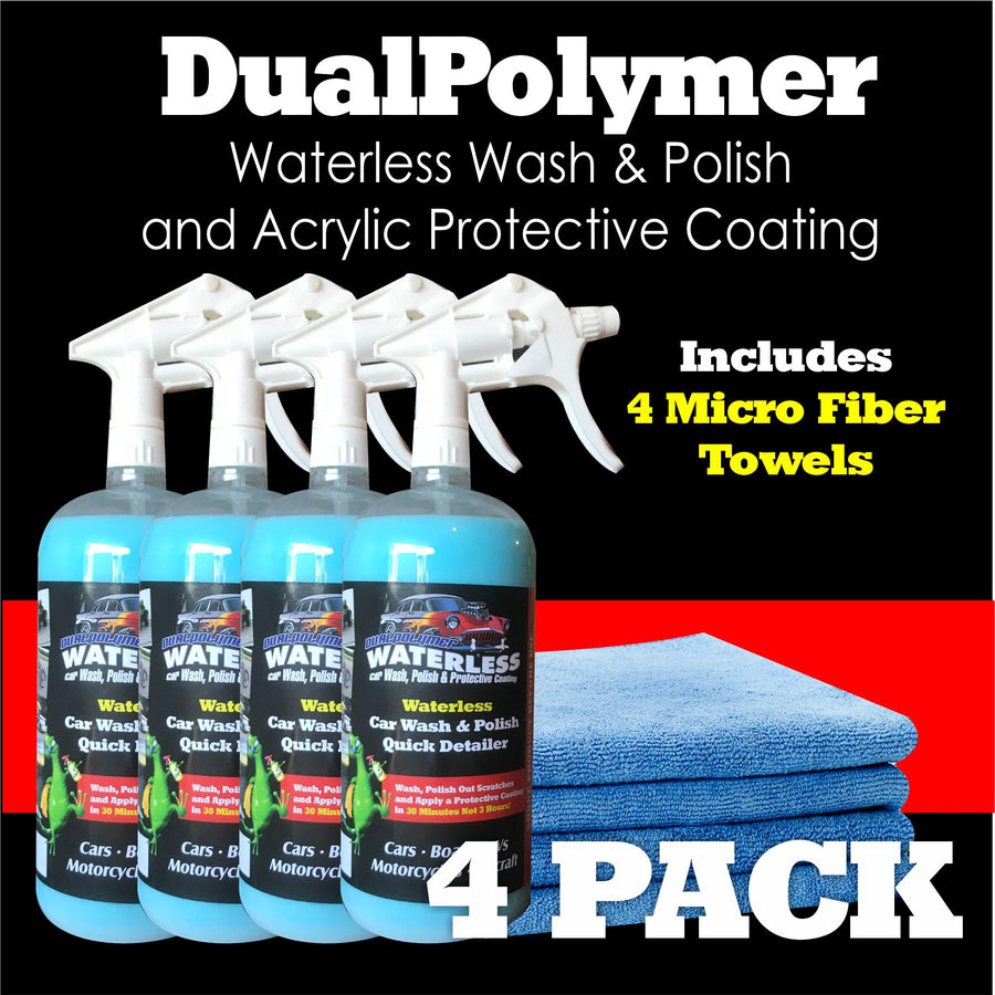 FOUR PACK  DualPolymer Single 32oz with MicroFiber Towels